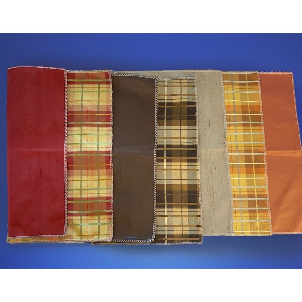 7 Kravet Candice Olson Silk Plaid and Solid Fabric Samples 18"x23"